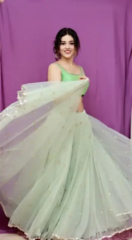 BEAUTIFUL INDIAN ACTRESS PRIYANKA JAWALKAR IN GREEN LEHENGA CHOLI 3